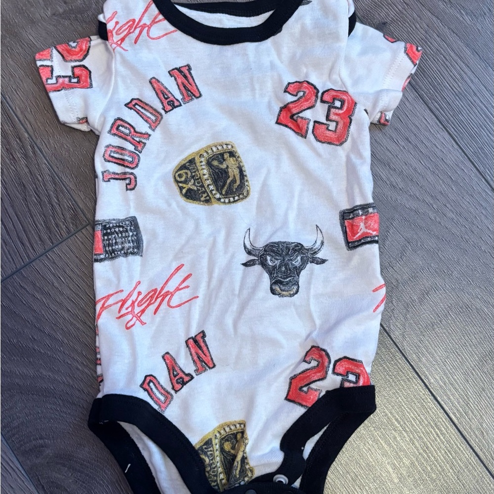 Jordan White, Red & Black Baby One-Piece Bodysuit